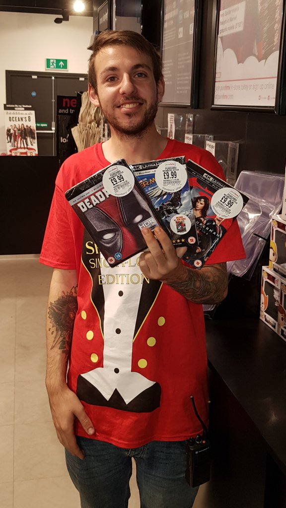 hmvTaunton's tweet photo. #hmvComicWeek continues!! Zak is extremely excited about these 4K offers for #Purehmv members... save £10 off the price of each!! @OrchardTaunton https://t.co/QzxOc7s6fG