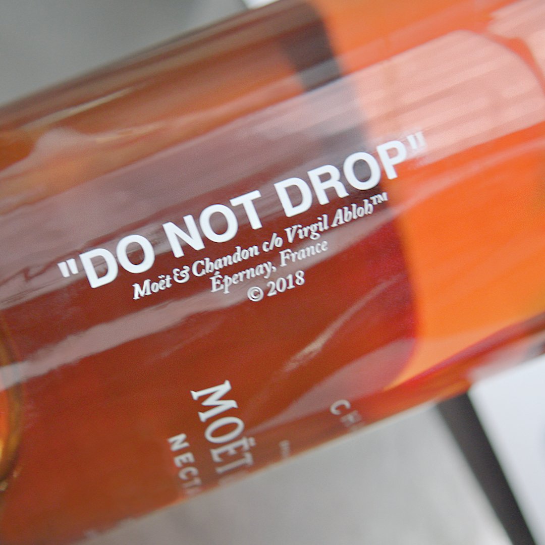 LVMH on X: .@MoetUSA partners with @virgilabloh who created an exclusive  custom-designed Nectar Imperial Rosé bottle: Moët & Chandon c/o Virgil  Abloh™, only available in the US on @clos19official.   #DONOTDROP #VirgilAbloh #