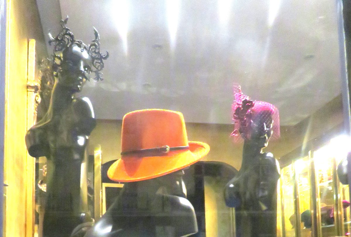 stephenmahoneym's tweet photo. My picture, milliner Philip Treacy wonderful window display in his boutique, Elizabeth Street, London SW1W 9PJ #magnificent #headwear #hats #classichats #contemporaryhats #fashion #fashionpost #fashiondaily #art #artpost #artdaily #creativemind #imaginative #philiptreacymillener https://t.co/9L5cLsjyLv