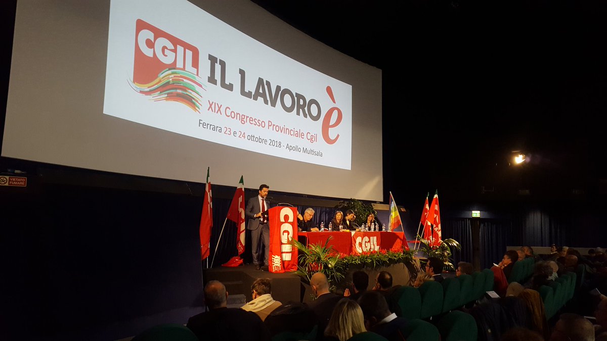 CgilFerrara's tweet photo. Al via il XIX Congresso provinciale della #Cgil di #Ferrara con la relazione del segretario generale uscente Cristiano Zagatti #Illavoroe https://t.co/NcFMUTijZq