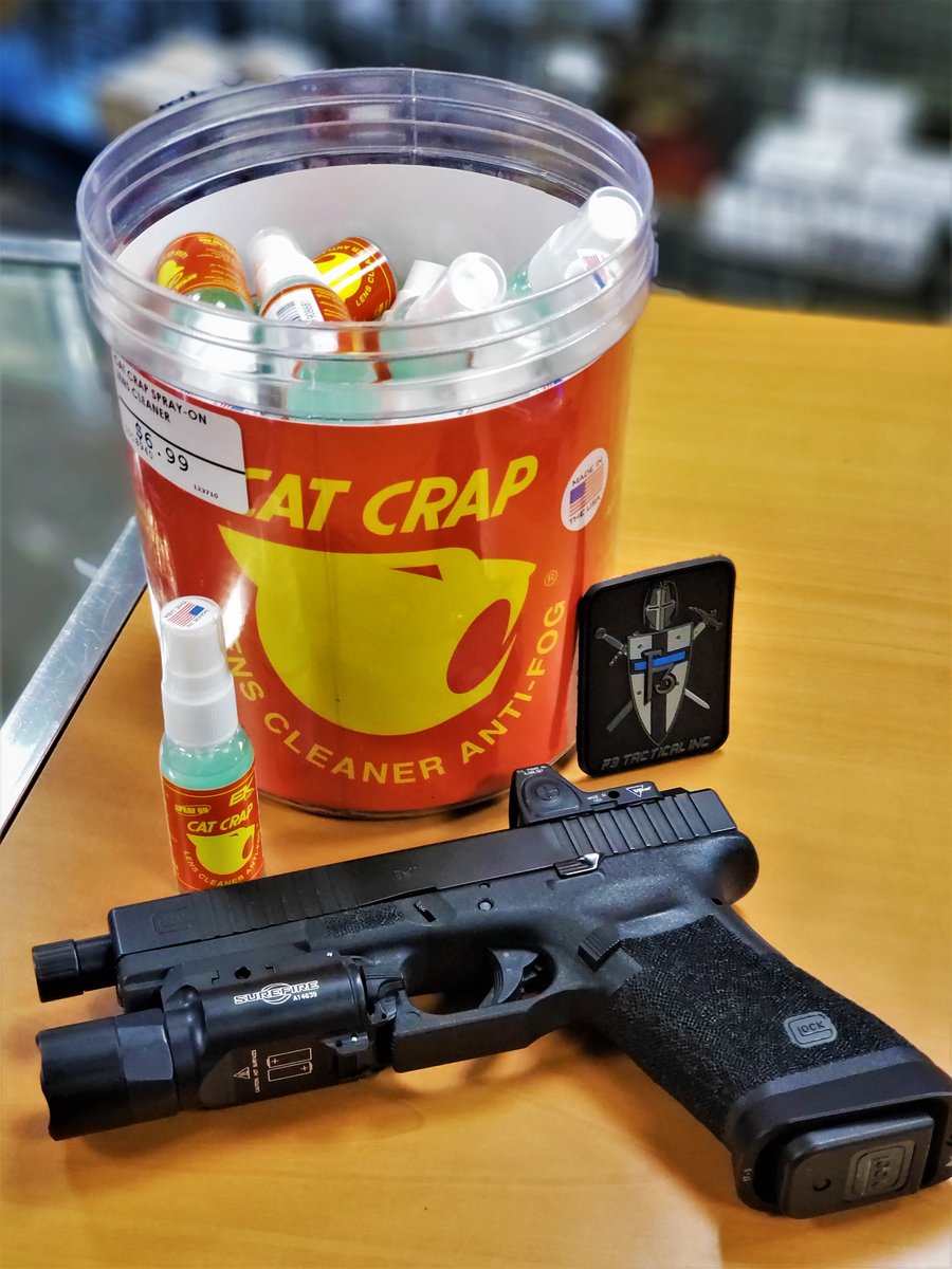F3Monitoring's tweet photo. Tis the season! EK USA "Cat Crap" at F3 Tactical, Inc.  Because fog, and lenses and whatnot. #CatCrap ain't no #DogCrap :::::: https://t.co/sDnYyqcoYN https://t.co/NMz6FE6x6n
