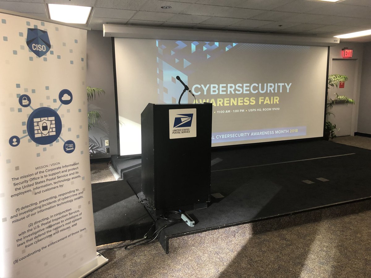 About to speak at the USPS HQ in DC for <a href="/USPS/">U.S. Postal Service</a> CyberSafe. ‘What can Oprah and Beyoncé teach us about password security’. <a href="/axio/">Axio</a>