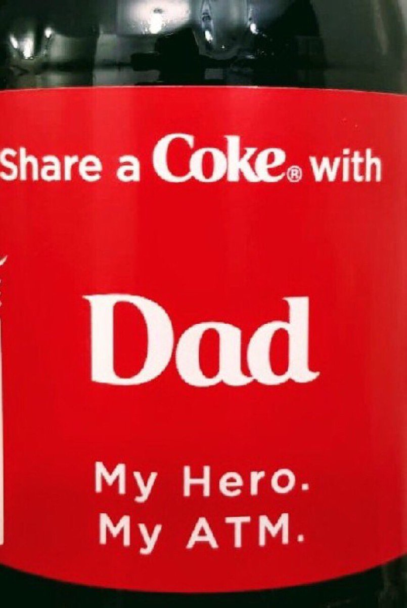 So this is what Mr. Coke teaches the new generation what to think about their dads. Their ATMs! Money machines. Gone is the respect, the authority figure of the father who supports and guides their kids. #coke_attitude