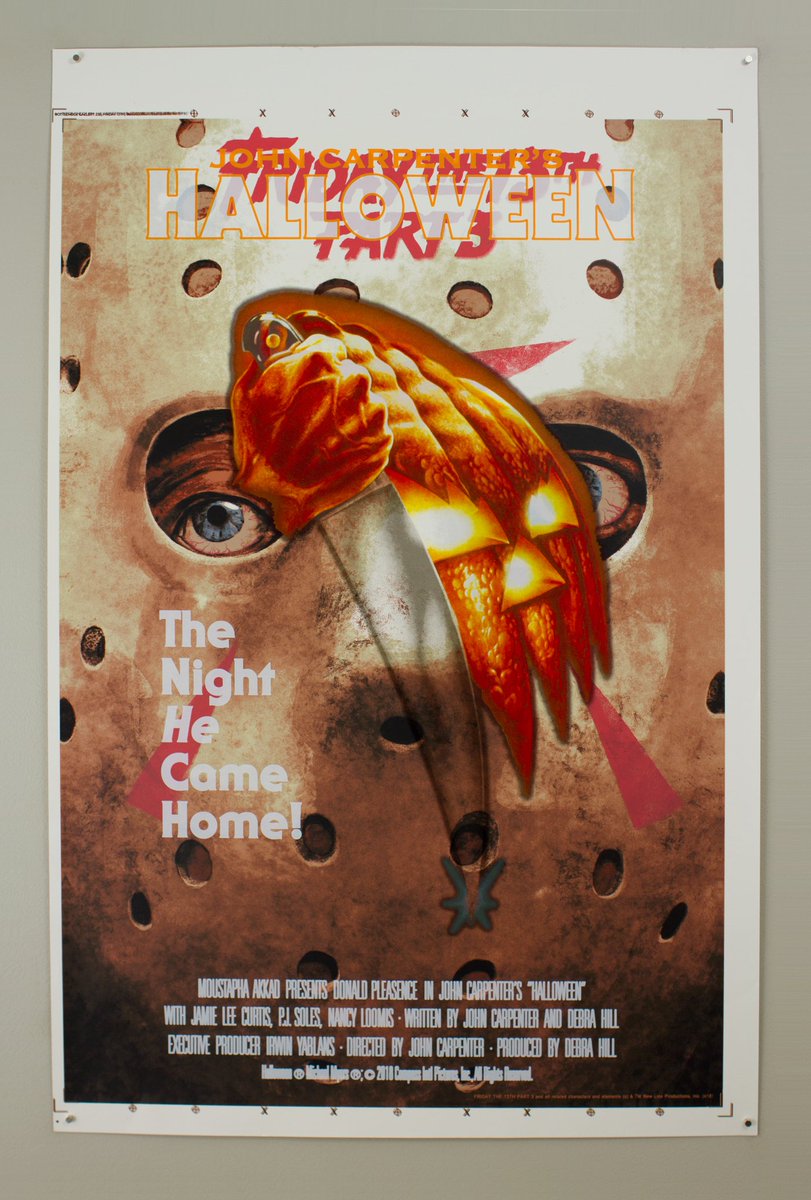 vgkids's tweet image. Today's #testprinttuesday is a wild mix of Bob Gleason's Halloween on top of Hans Woody's Friday the 13th, both for @bottlenecknyc. Not for sale.

#testprint #bobgleason #robertgleason #hanswoody #halloween #fridaythe13th #serigraph #screenprint #vgkids