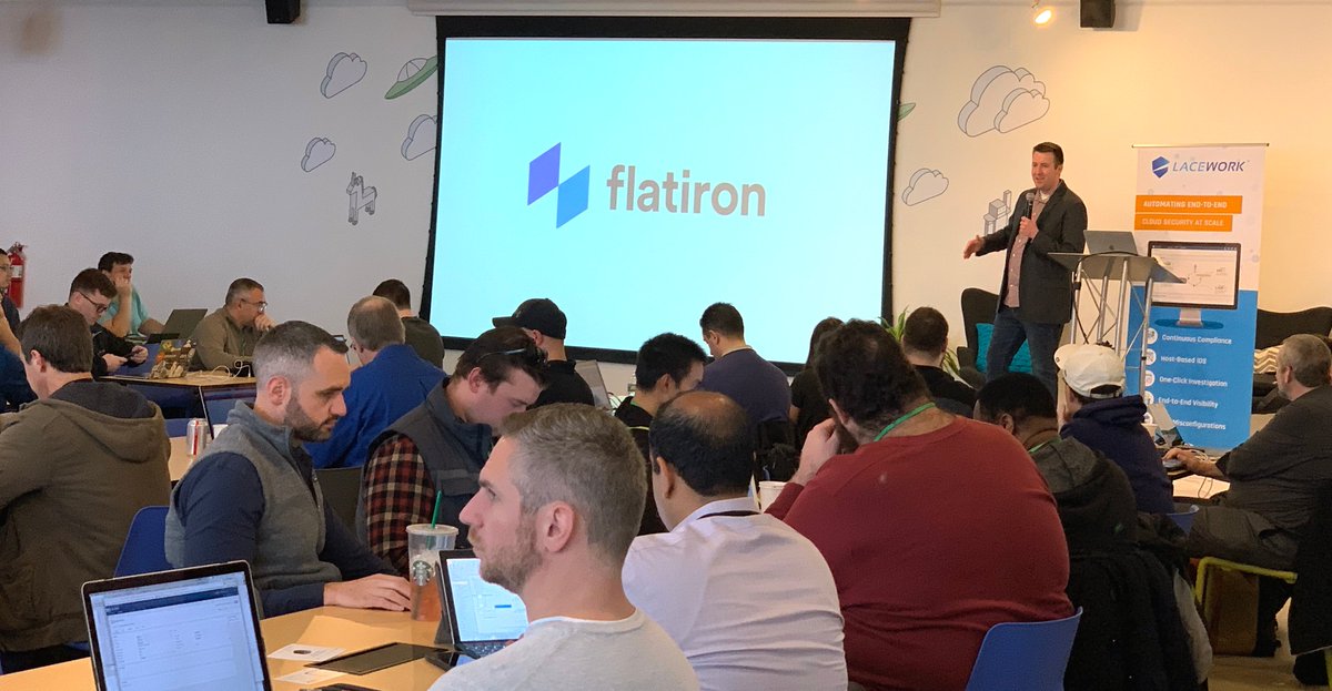 Lacework's tweet photo. Josh DeFrain (@Orion609), CISO of @flatironhealth, explains how he uses @LaceworkInc to assess his security posture continuously, in real-time | #AWSSecurityWeek https://t.co/ZOJOztSb7j