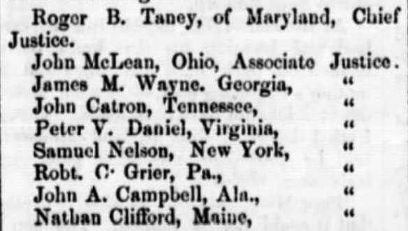 (7)But what could Republicans do about the power of this disgraced Court? By 1858 it contained five proslavery Southerners, three of their Northern Democratic “doughface” allies, and only one (moderately) antislavery justice, John McLean of Ohio.