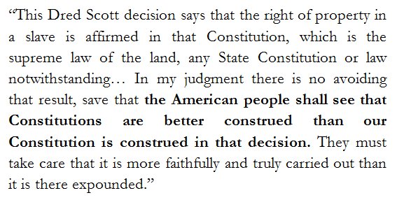 (21)Across the late 1850s, Lincoln argued that “the American people,” not the Supreme Court, were the true arbiters of the Constitution, and that the only way to defeat the proslavery judiciary was through mass political struggle. https://quod.lib.umich.edu/l/lincoln/lincoln3/1:137?rgn=div1;view=fulltext