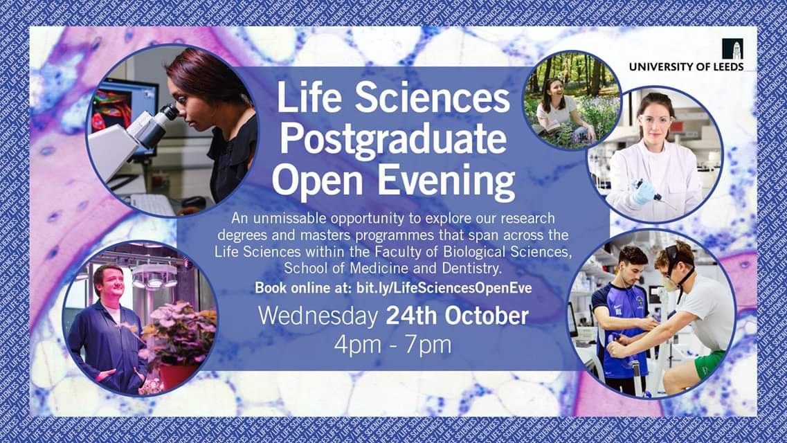 LUUFoBSoc's tweet photo. Tomorrow is the Life Sciences Postgraduate Open Evening! You can still register for a place. This is a great chance to explore research degrees and masters programmes spanning across a range of subject areas. Don't miss out. https://t.co/IjpPVKWIFv