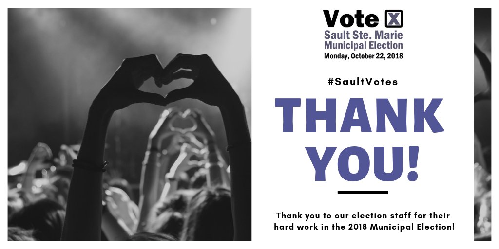 Thank you to our election staff for their hard work in the 2018 Municipal Election! #SaultVotes https://t.co/5U8XQwrFg0