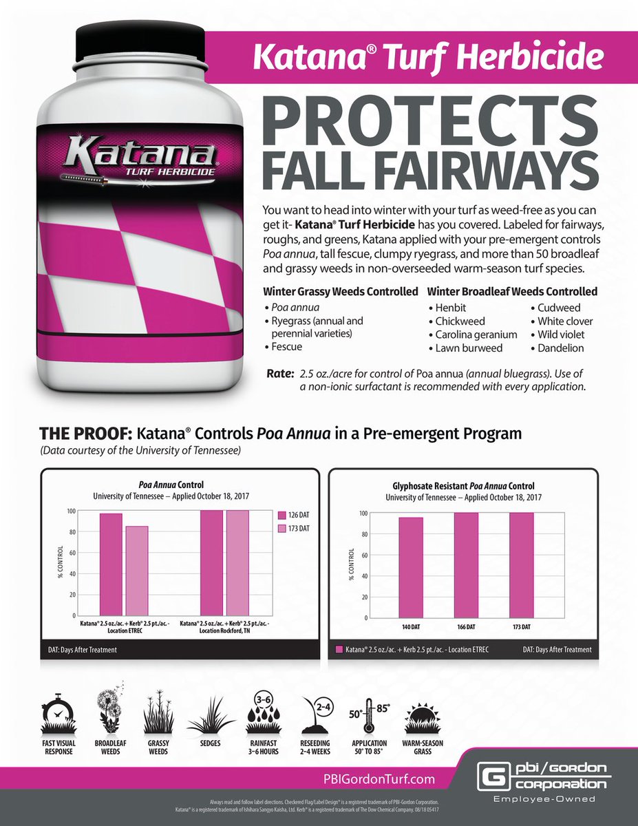 Head into winter as weed-free as possible – see how Katana® Turf Herbicide covers your fall fairway protection: bit.ly/2yPRL0M

And see how you can save on Katana® through our Early Order Program: bit.ly/2ySvrUz