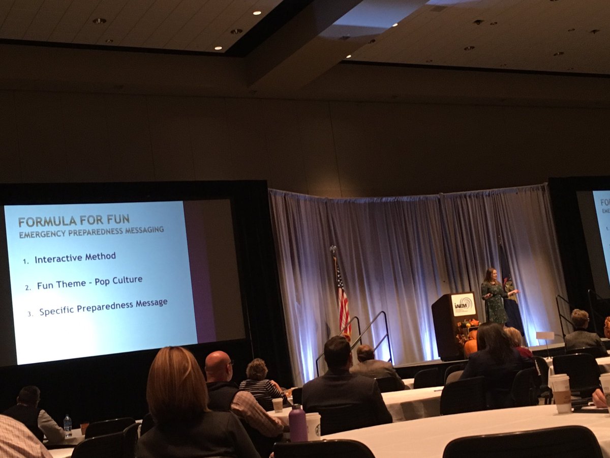 WeAreIDSS's tweet photo. Outreach tactics that translates to #NWSIDSS - Make it Fun! Interactive! Focus on a specific message - Approaches to Emergency Preparedness, Jenny Novak, CEM, Emer. Svcs. Coordinator, Cal OES #IAEM18 https://t.co/HGysBxWTnO
