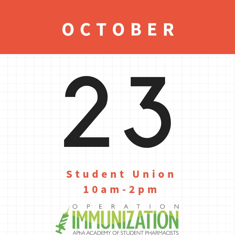 Come get your flu shot at the union anytime from 10am-2pm! 💉 Tomorrow will be the LAST day of operation immunization so don't miss out!