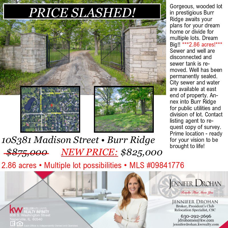 JDroSellsHomes's tweet image. #PriceSlashed on this great property in Burr Ridge! Make your dreams come true on 2.85 lovely acres. Close to highway &amp;amp; just a short drive to so many great amenities in DuPage County!

#KWin  #JDroSellsHomes  #ResultsThatMoveYou  #BurrRidge  #VacantLand