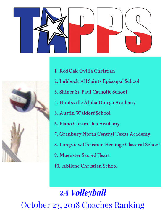 TAPPSbiz's tweet photo. Final COACHES poll for the 2018 2A Volleyball season. Thank you to all who participated! https://t.co/TzZUUc5s16
