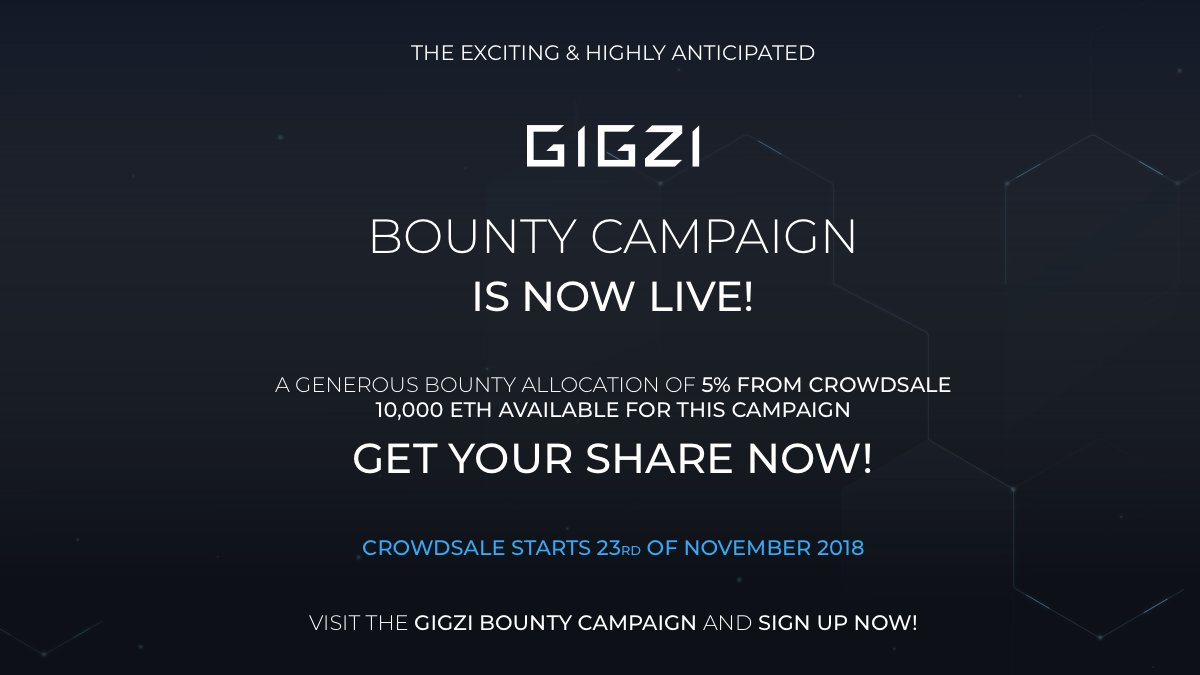 gigziofficial's tweet image. Don't Delay - The Gigzi #BountyCampaign is now LIVE. 10,000 ETH up for grabs. #ICO #BountyProgram #Blockchain

Claim your share now 💰👉 buff.ly/2PQch95