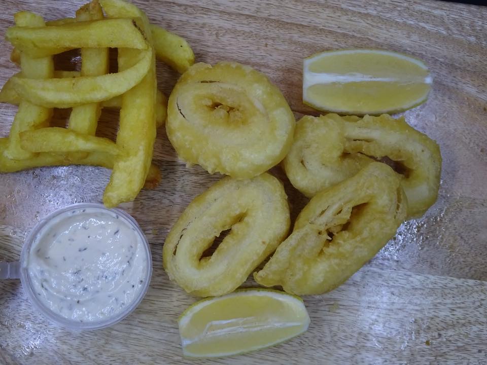 Why not try our Battered Calamari ? It goes great with our complimentary freshly cut Lemon and Tartare sauce !