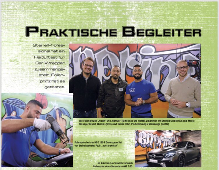 STEINEL_Germany's tweet image. Das Fachmagzin #Wraps hat einen Fachartikel zu unserer Aktion mit dem #Folienprinz veröffentlicht -hier nachzulesen: bit.ly/2NXvN1x #Carwrapper #Carwrapping