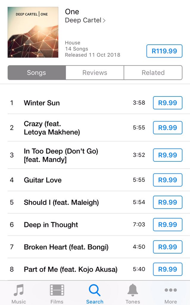 DeepCartel_SA's tweet photo. Our debut album is now available on iTunes, GooglePlay, Amazon, Spotify & Deezer.
Deep Cartel - One
Out Now! ❤️❤️❤️❤️❤️
#LiveHouseAct
#DeepCartel
#One
#Debut https://t.co/dAwNehDnPp