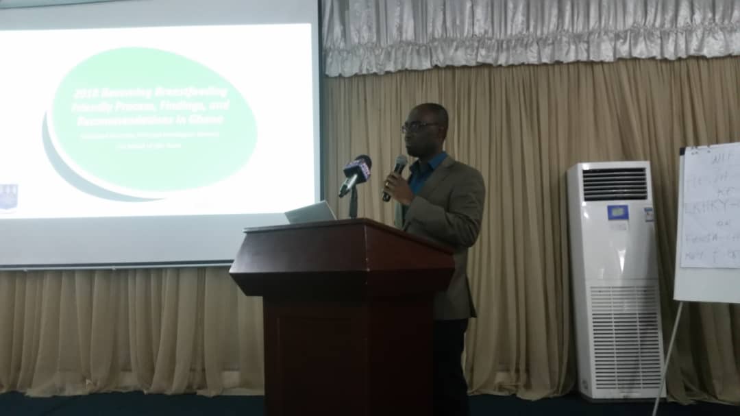 BBFGHph3's tweet photo. Richmond Aryeetey, Principal Investigator Becoming Breastfeeding Friendly presenting on the BBF process, findings and recommendations. Make sure you're watching this remarkable event on Facebook @BBF Ghana 
@rnokai #GhanaBBF #BBF2018 https://t.co/gm2fXJPALI