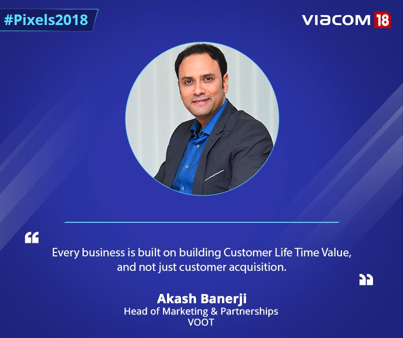viacom18's tweet photo. In today's session on 'Riding the wave of digital innovations' at #Pixels2018, @SkybanAkash Head of Marketing &amp; Partnerships, Voot speaks about retaining existing customers. https://t.co/H1SAOmazos