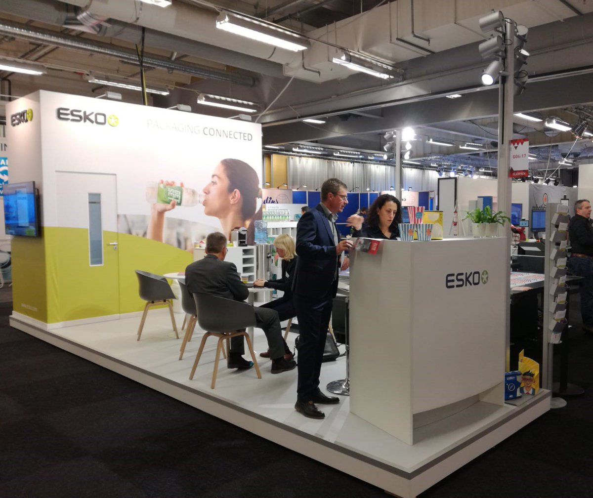 Eskocompany's tweet photo. Esko is at ScanPack Gothenborg! Meet us at booth G06:17 and discover how to connect the packaging production process! @Scanpack #ScanPack2018 https://t.co/u64aCso1rX