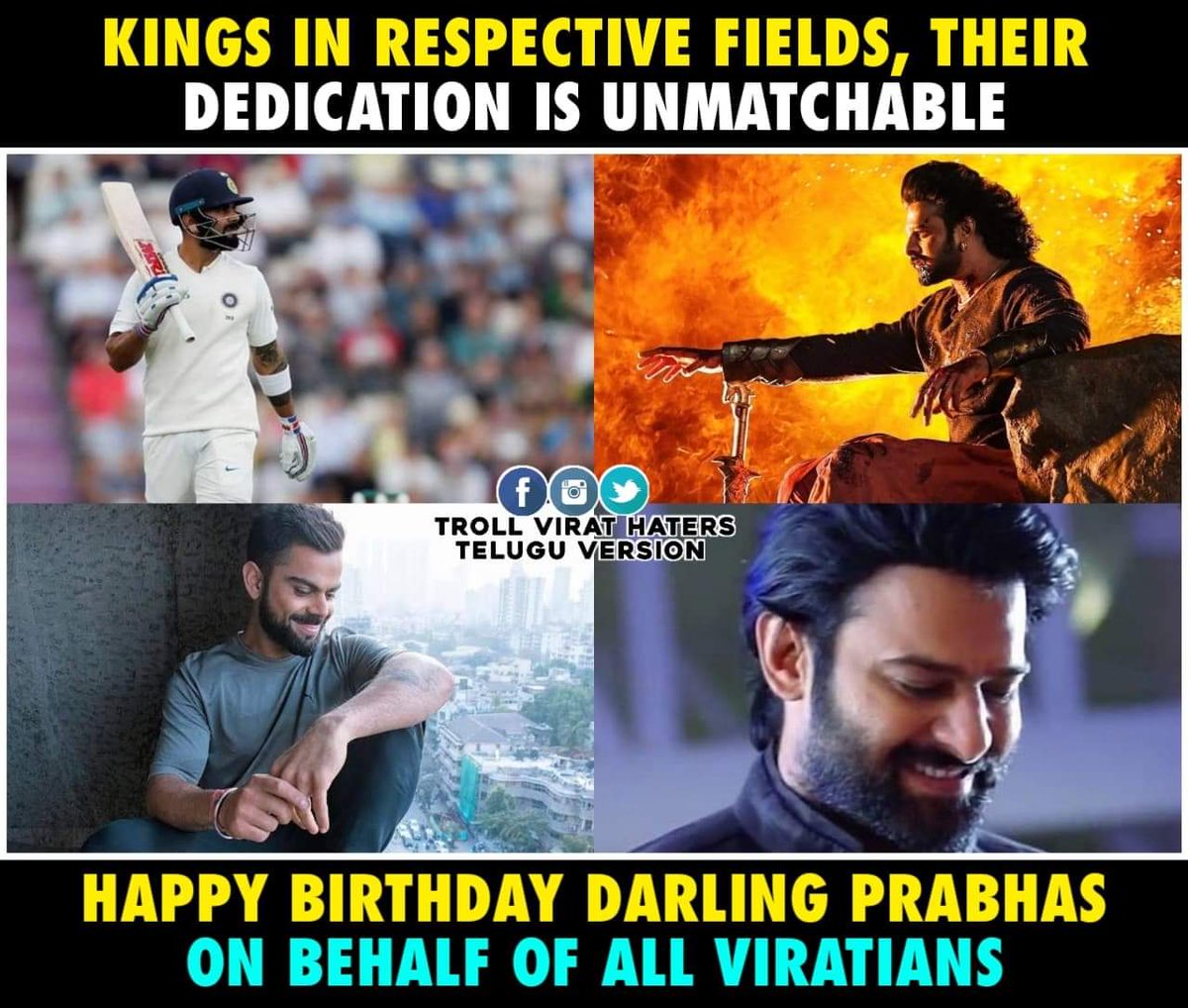 VijayPa66417772's tweet photo. Happy Birthday to King of Destruction😍
From King of Cricket🔥
#Darling💕
#HappyBirthdayPrabhas https://t.co/F0peyLJN8R