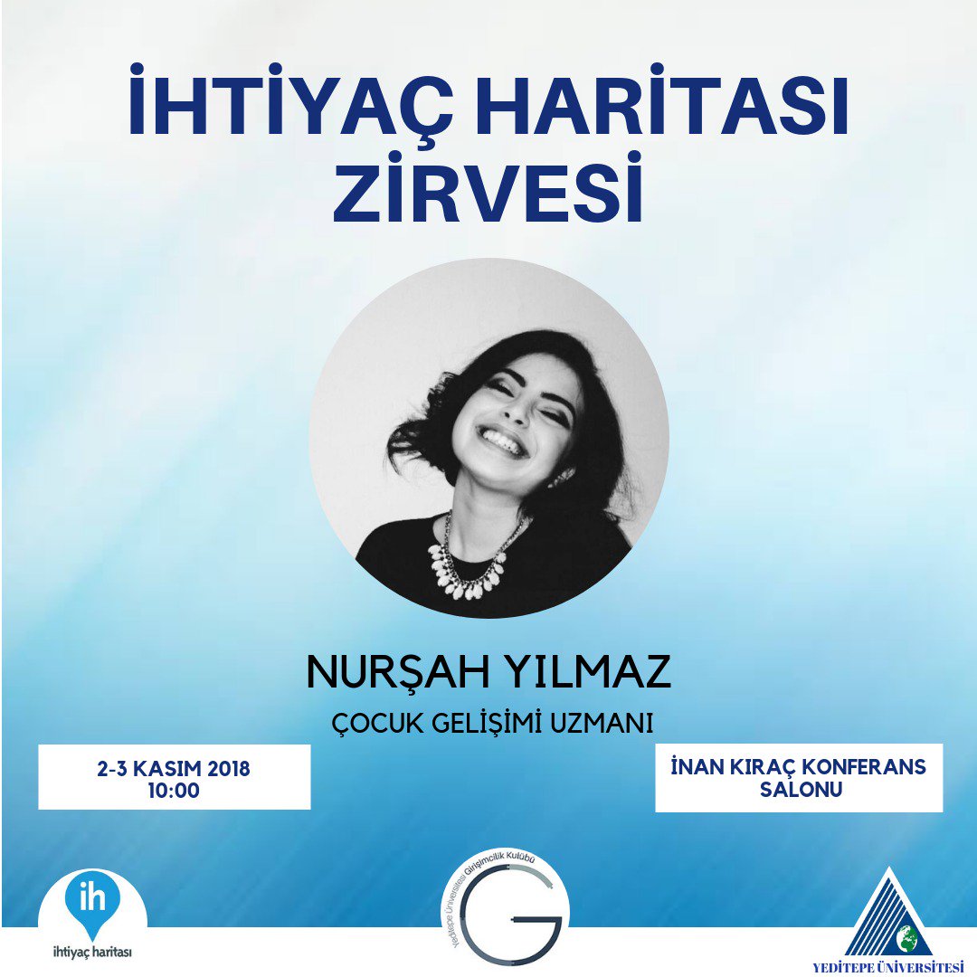 Bu sene ikincisini düzenleyeceğimiz İhtiyaç Haritası Zirvesi’nde Çocuk Gelişimi Uzmanı Nurşah YILMAZ bizlerle olacak 💫 Takipte kalmaya devam edin 🌍

#onlineimece #İHZirvesi2018 #GirişimcilikKulübü #Girişimcilik #SosyalFayda #SosyalKooperatif #SosyalGirişim