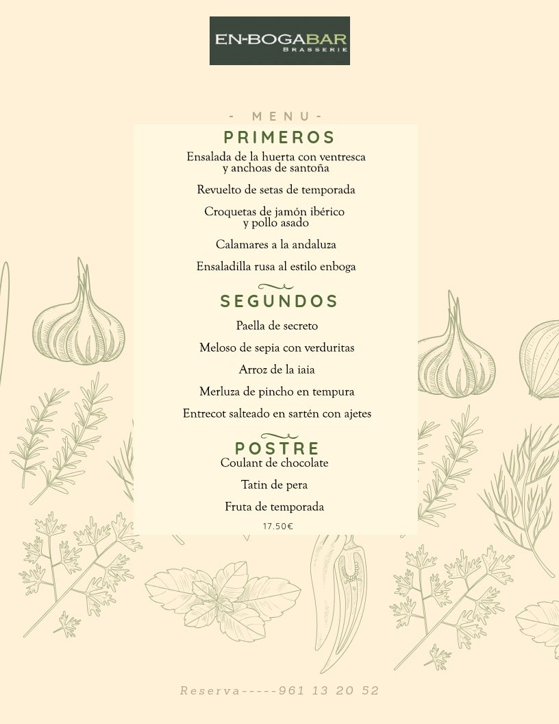 🍴Hoy mantenemos el mismo menú que ayer🍴

¿Tu también estás esperando la hora de comer con ansia verdad..? 👀 ¡ÑAAAAMMMM, qué hambre!🤤

Recordad que, como siempre, tenéis un primero, un segundo y un postre a elegir👌

#enbogabar #arroz #valencia #gastrobar #tapas #felizmartes