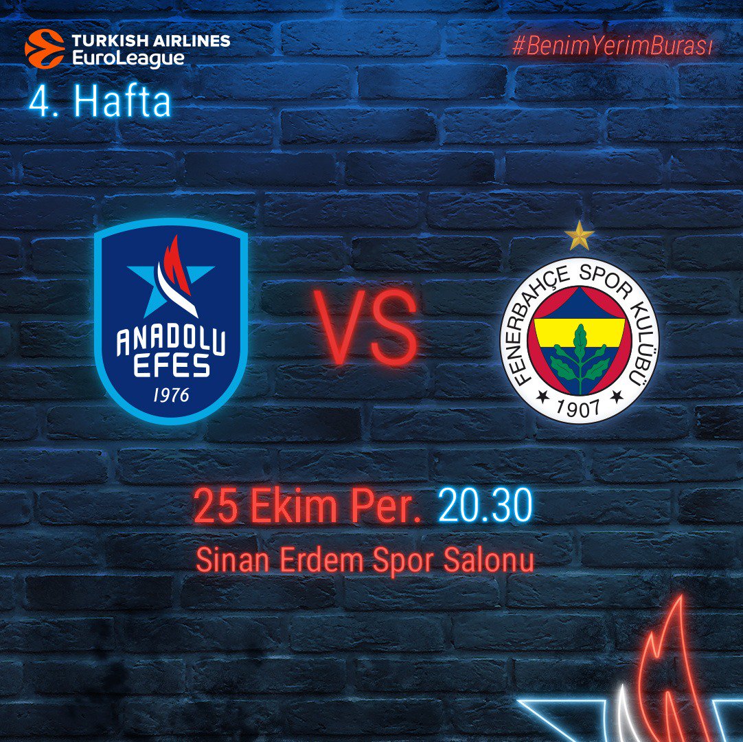 25 Ekim Perşembe akşamı <a href="/EuroLeague/">EuroLeague</a> 4. Hafta mücadelesinde <a href="/FBBasketbol/">Fenerbahçe Beko</a> ile karşılaşacağımız maçın biletlerini tek resmi bilet satış kanalımız olan tixbox.com.tr'den alabilirsin: bit.ly/2yypEE9 👈🏽 #BenimYerimBurası