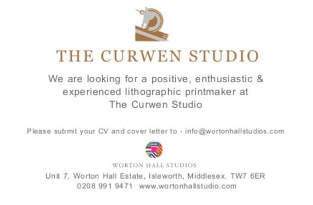 thecurwenstudio's tweet photo. JOB VACANCY @ THE CURWEN STUDIO 
#thecurwenstudio #jobadvert #lithography #printmaker #wortonhallstudios 📷: @wortonhallstudios 📷: @wortonhallstudios https://t.co/qvmMPblLPs