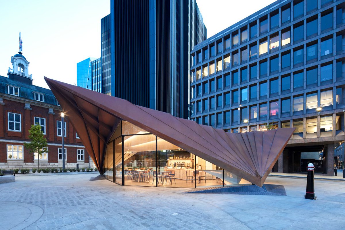 cantifix's tweet photo. This was a really special project for us to work on - the stunning Portsoken Pavilion in #Aldgate, in collaboration with the fabulous @MakeArchitects. This 'jewel' acts as a focal point for the new public space, and houses the wonderful #nonprofit @KahailaCafe... #London https://t.co/PG80Vm7XoX