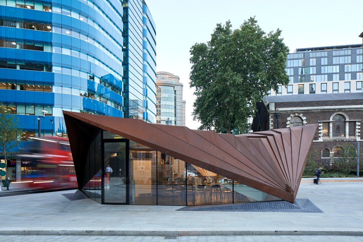cantifix's tweet photo. This was a really special project for us to work on - the stunning Portsoken Pavilion in #Aldgate, in collaboration with the fabulous @MakeArchitects. This 'jewel' acts as a focal point for the new public space, and houses the wonderful #nonprofit @KahailaCafe... #London https://t.co/PG80Vm7XoX