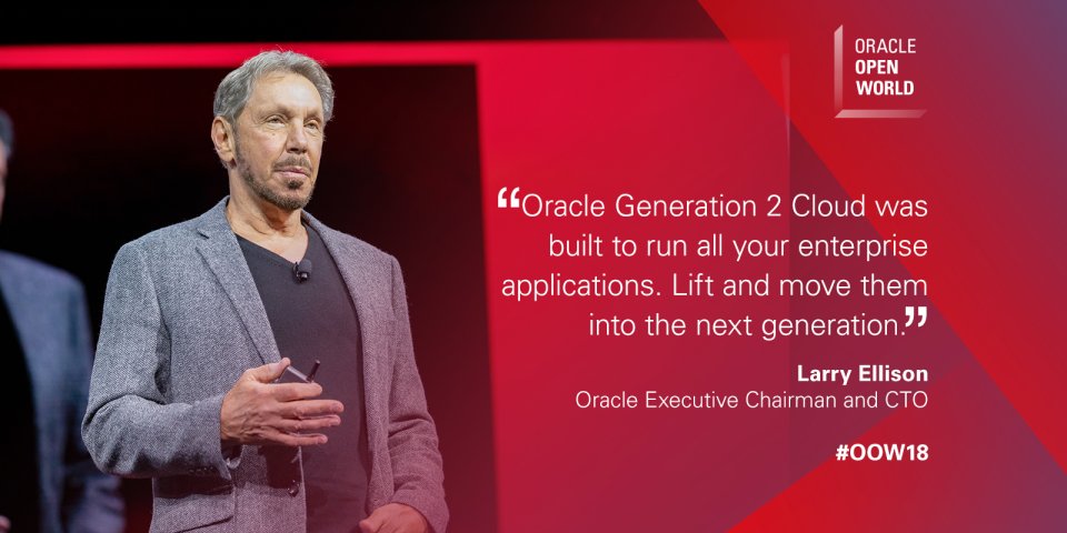 OracleCloud's tweet photo. Introducing the Generation 2 #Cloud: Built from the ground up to provide businesses with better performance, pricing, and—above all else—#security: https://t.co/vHtrQmcQt3 #oow18 https://t.co/f16E4TZrVM