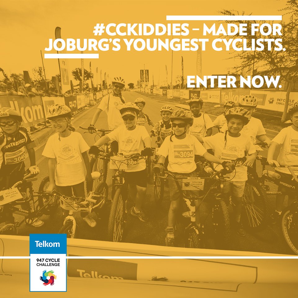 KidzworldSA's tweet photo. The Telkom 947 Kiddies Ride where everyone is a winner! 
Date: Saturday 10 November 2018
Venue: Riversands Commercial Park
Distance: 1km – 5km
Entry fees: R172 incl VAT;
Age group: 2 – 10 years old https://t.co/9LU5ogo283