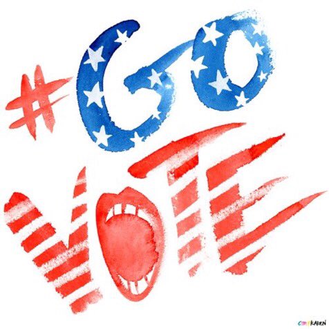 It says #govote in blue and red