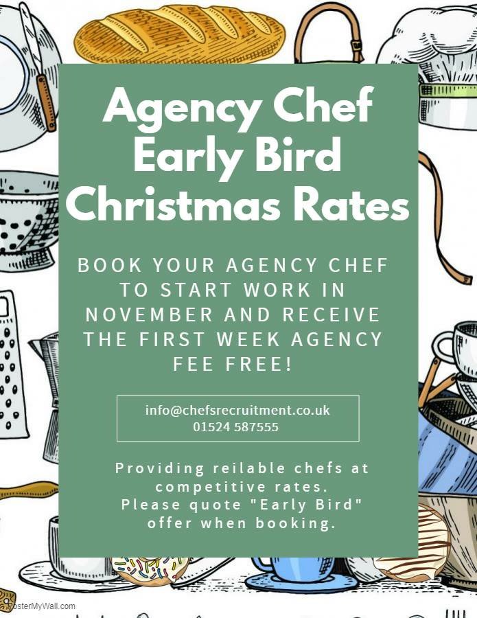 chefjobsagency's tweet image. Take advantage of our Christmas early bird booking! 
Book a chef to start in November and received the first week agency fee for free! 

#festiveperiod #agencychef #reliefchef