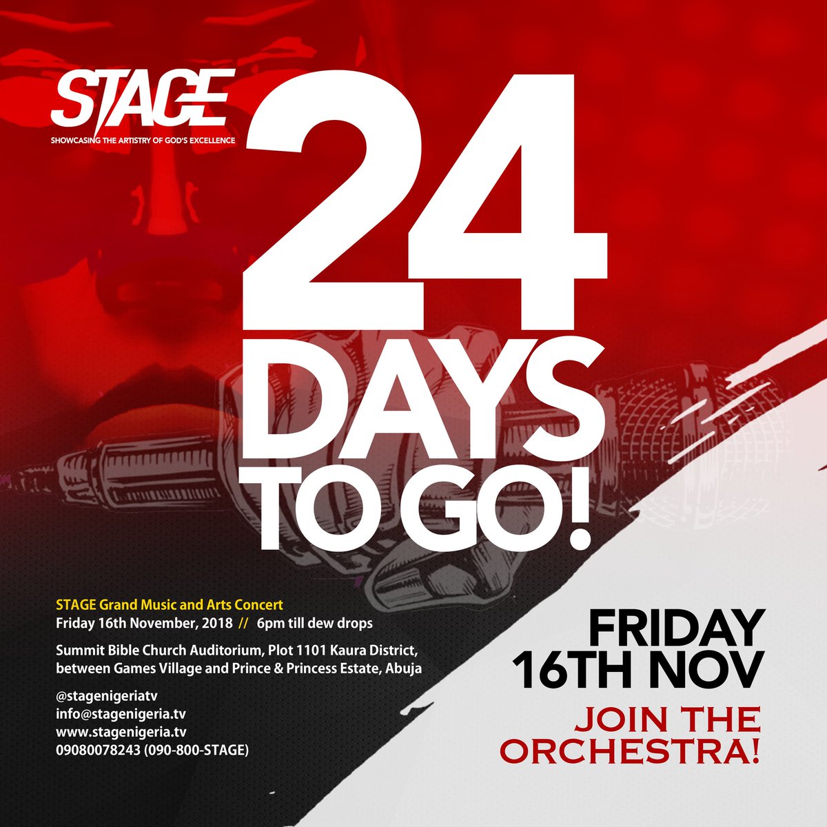 stagenigeriatv's tweet photo. Join the orchestra!

#STAGE2018
#NovemberToRemember https://t.co/iiJONpiKNd