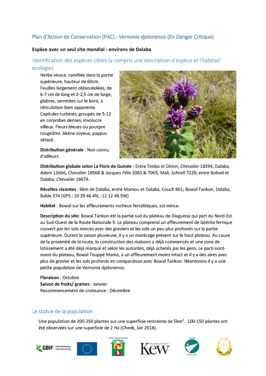 HerbierGuinee on Twitter "Les premières Plans d’Action de Conservation
