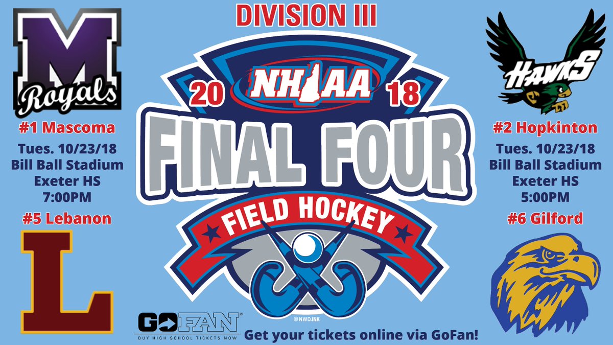 NHIAA_LOA's tweet photo. TODAY: 2018 NHIAA Division III Field Hockey Semifinals at Bill Ball Stadium. Winners of tonight's games #SurviveAndAdvance to the Championship game on Sunday at Bedford HS. Skip the line at the gate and get your digital tickets here: https://t.co/KpmXiKhyHm https://t.co/OqRcdg02vA