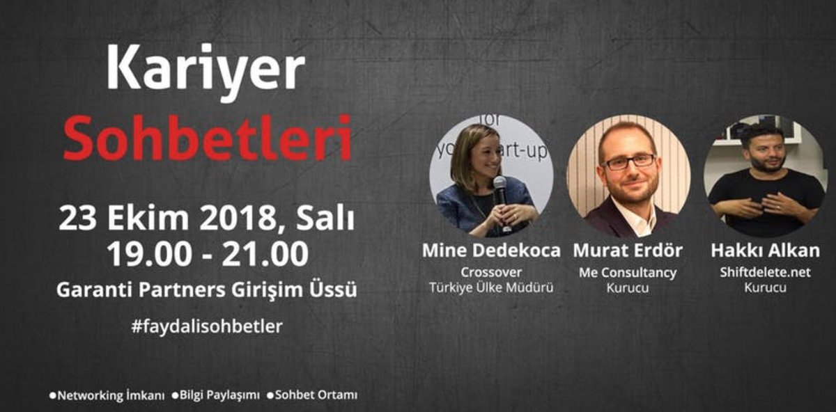 Crossover Türkiye Genel Müdürü @MineKocadag, Me Consultancy Kurucusu @MuratErdor ve Shiftdelete.net  Kurucusu Hakkı Alkan ! Sizleri de aramızda görmekten memnuniyet duyarız!
Ücretsiz kayıt için: lnkd.in/dRiNdw 

#faydalisohbetler #crossoverturkey #crossover