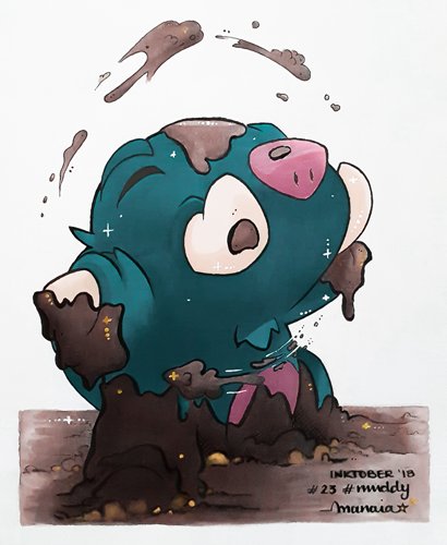 It's #day23 of #Inktober2018 and today's prompt word is #muddy! 
Here is @Manaia_Ankama's drawing of @Kylls_Ankama. 🎨 
#Inktober #Inkama