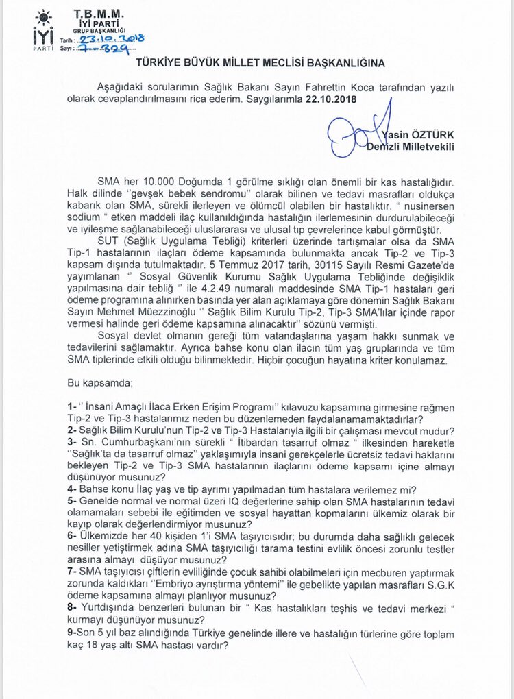Ozturkdenizli's tweet photo. SMA tip-2 ve tip-3 hastalarının hakkı olan ilaçlarının SGK ödeme kapsamına alınması ile ilgili sıkıntıları Sağlık Bakanı Sn.@drfahrettinkoca ‘ya sorduk.@iyiparti @iyipartitbmm @Kardelen_2018 @SuSMAdestekver @smabenimleyuru @Smadestek @smadernegi https://t.co/MHB0pYndvJ
