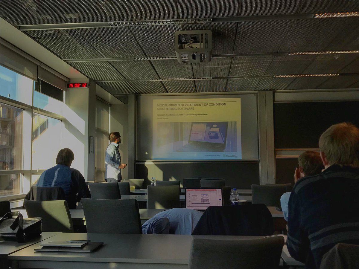 f_pasic's tweet photo. My Paper "Model-driven Development of Condition Monitoring Software" has been presented at @modelsconf, describing an ongoing work at @FraunhoferIEM in providing process and tools for the interdisciplinary development of condition monitoring solution. Thanks for a great #models18 https://t.co/AampetsxVO