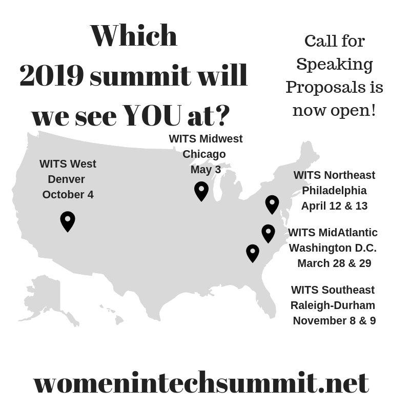 WomenTechSummit's tweet photo. Who is ready for @WomenTechSummit 2019?! Stay tuned for more details. In the meantime - submit your speaking proposals! https://t.co/IN51DnLVeZ #womenintech https://t.co/rOoD50O1rD