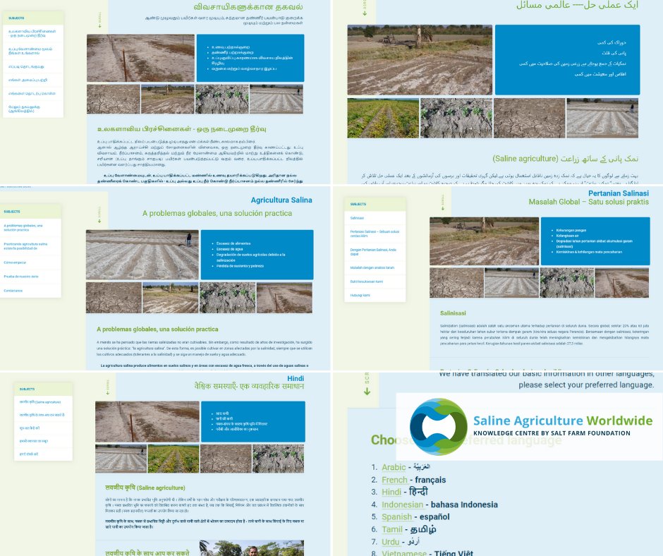 To create awareness of saline agriculture on a global level, we have the basic information &amp; how to perform a soil analysis made available in different languages. Help us share it -  salineagricultureworldwide.com/basic-info-in-… #tamil #hindi #arabic #french #spanish #vietnamese #bahasaIndonesia