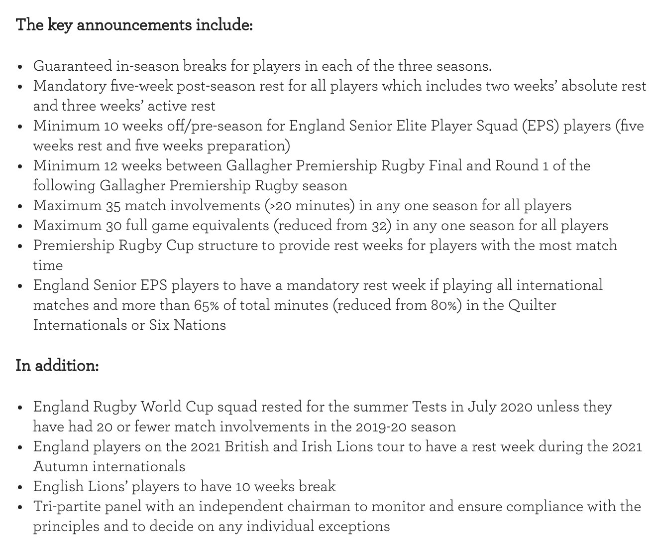 RFU and clubs agree player welfare reform DqMfk3FWkAA_9Bx