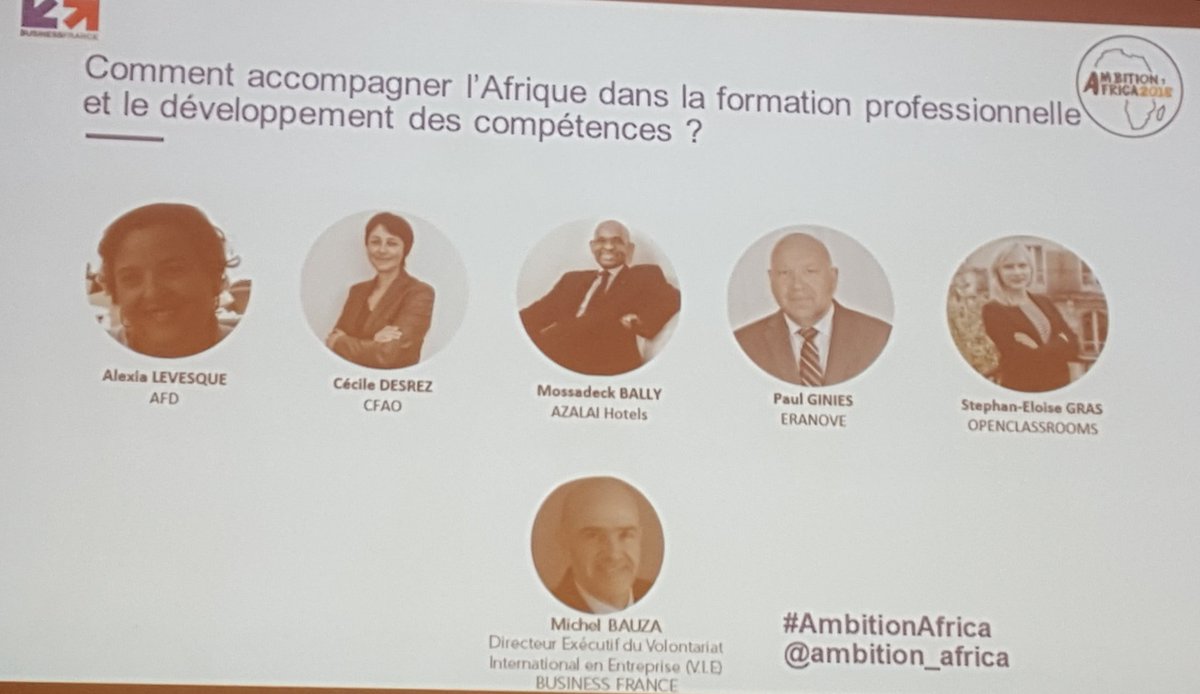 Participation de Cécile Desrez, Directrice Rh, Communication et RSE de <a href="/CFAOGroup/">CFAO Group</a> à  la conférence #AmbitionAfrica "comment accompagner l'#Afrique dans la formation professionnelle et le développement des compétences  ?"