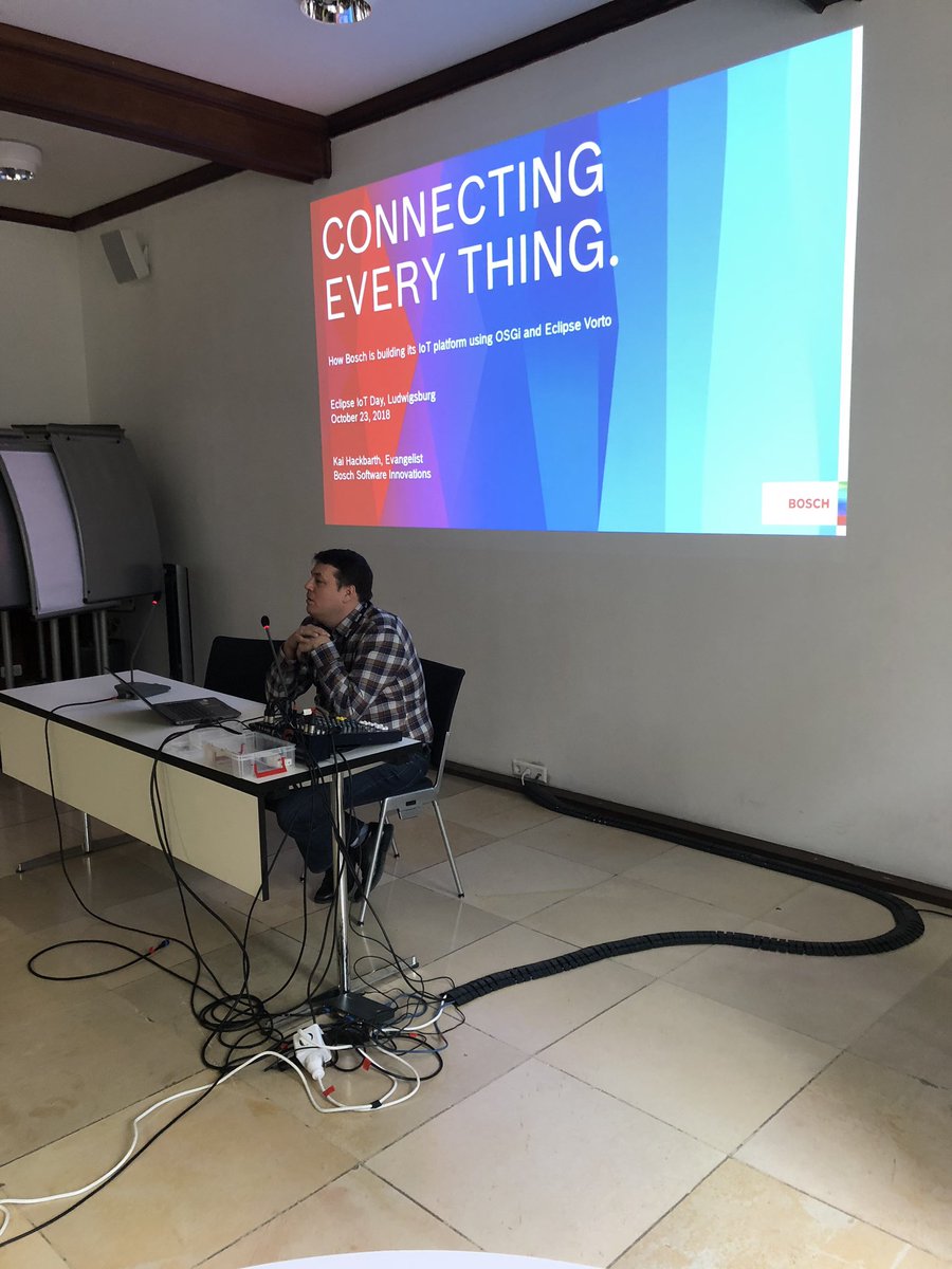 EclipseIoT's tweet image. Hot off the press! @BoschSI is building its #IoT platform using @OSGiAlliance and #eclipsevorto! @kai_at_ProSyst is giving the talk now at the #EclipseIoTDay in FMZ! @EclipseCon #EclipseCon #EclipseDitto @EclipseFdn