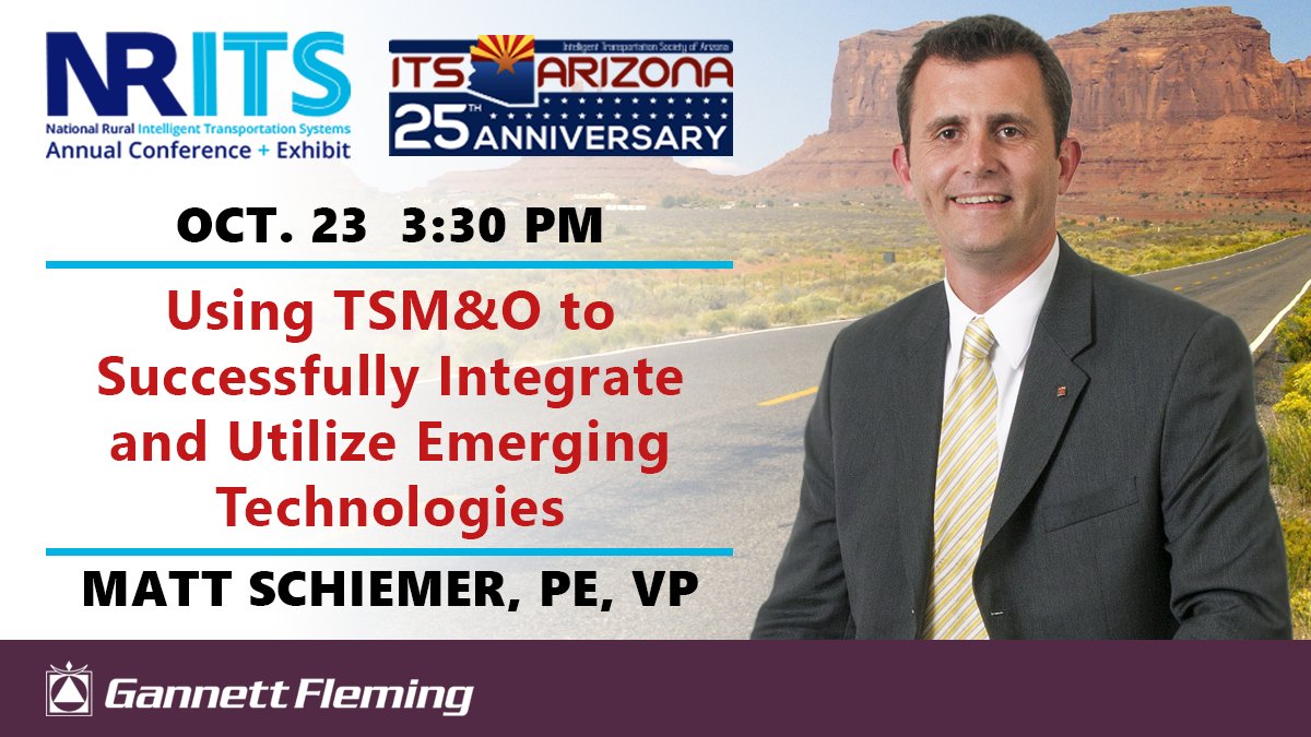 Gannett Fleming (@gannettfleming) on Twitter photo It’s day 3 of <a href="/NRITSInfo/">NRITS Annual Conference + Exhibit</a> w/ <a href="/ITSArizona/">ITS Arizona</a> & you won’t want to miss the panel discussion “Using #TSMO to Successfully Integrate & Utilize Emerging Technologies," led by #GannettFleming VP <a href="/MattSchiemer/">Matt Schiemer</a> @ 3:30 pm MST! Tweet your questions using #AskSchiemer! ow.ly/mQbb30miDkX It’s day 3 of <a href="/NRITSInfo/">NRITS Annual Conference + Exhibit</a> w/ <a href="/ITSArizona/">ITS Arizona</a> & you won’t want to miss the panel discussion “Using #TSMO to Successfully Integrate & Utilize Emerging Technologies," led by #GannettFleming VP <a href="/MattSchiemer/">Matt Schiemer</a> @ 3:30 pm MST! Tweet your questions using #AskSchiemer! ow.ly/mQbb30miDkX
