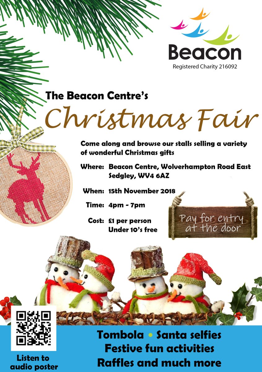 Beacon is hosting its Xmas fair on the 15th November at our HQ in Sedgley, WV4 6AZ. Come along and see what gifts you can buy at our stalls selling a variety of gifts. To hire a stall please call our fundraising team on: 01902 880 111 or email fundraising@beaconvision.org